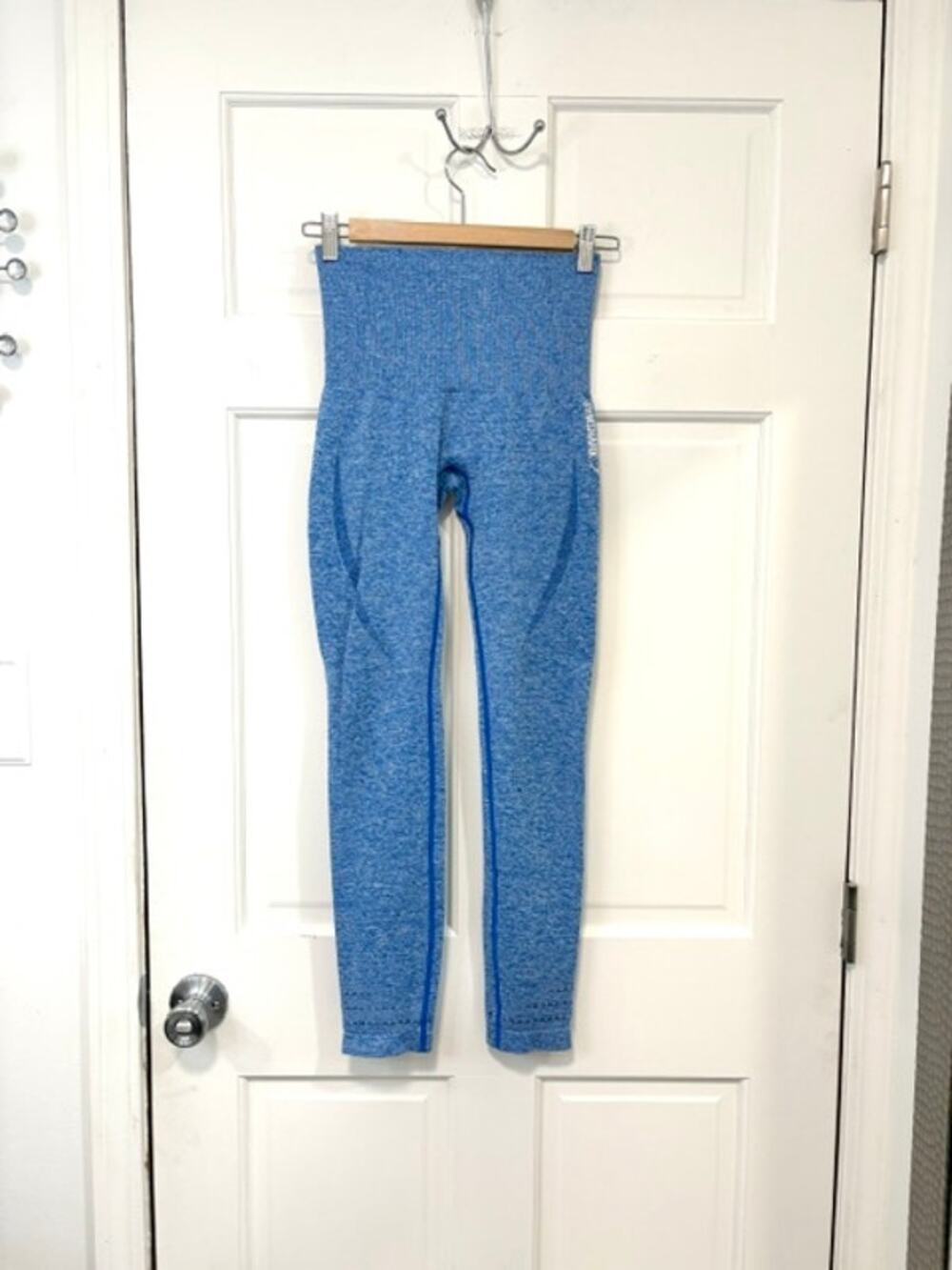Gymshark Vital Seamless Leggings Blue Heather Marl High Rise Yoga Pants‎ Size S